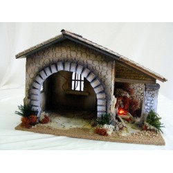Capanna con fuoco per presepe